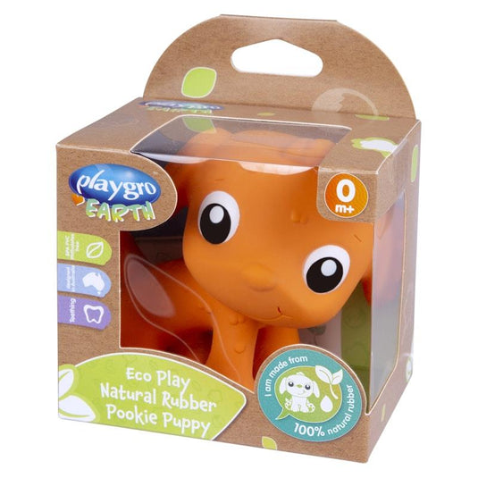 Playgro Eco Play Natural Rubber Pooky Puppy Orange