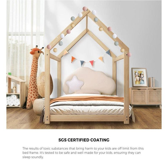 Oikiture Wooden Bed Frame Single Wooden Pine Timber Platform 1unit