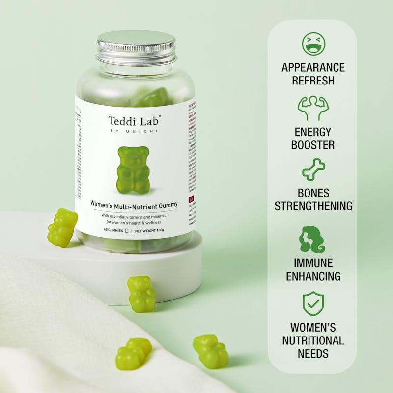 Load image into Gallery viewer, Teddi Lab by Unichi Women's Multi-Nutrient Gummy 60s x3 - Energy Production &amp; General Wellbeing Pack
