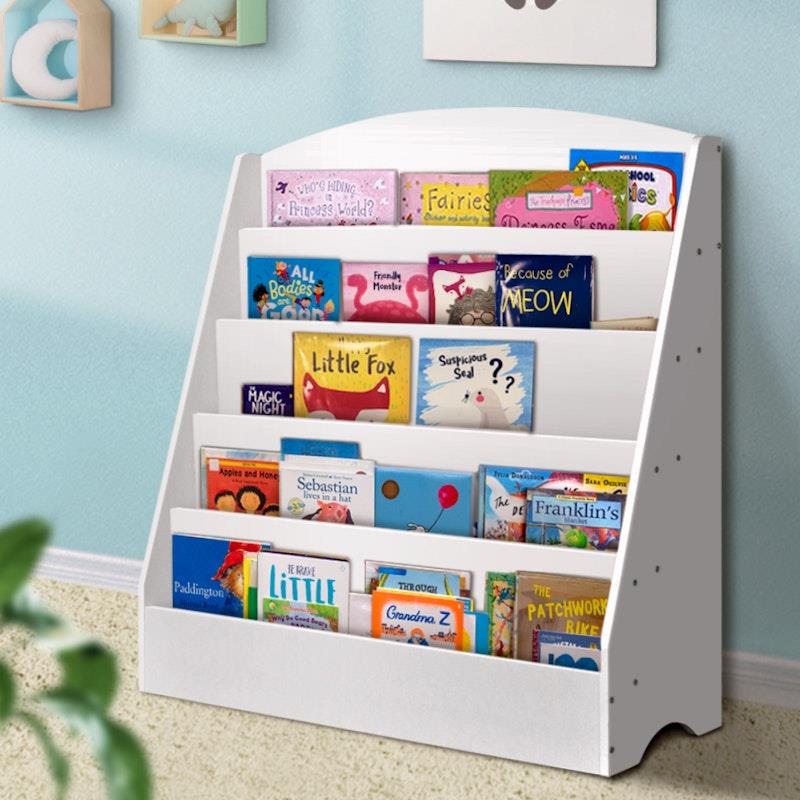 Load image into Gallery viewer, Keezi Kids 5 Tiers Bookshelf Magazine Rack Shelf Organiser Bookcase Display White
