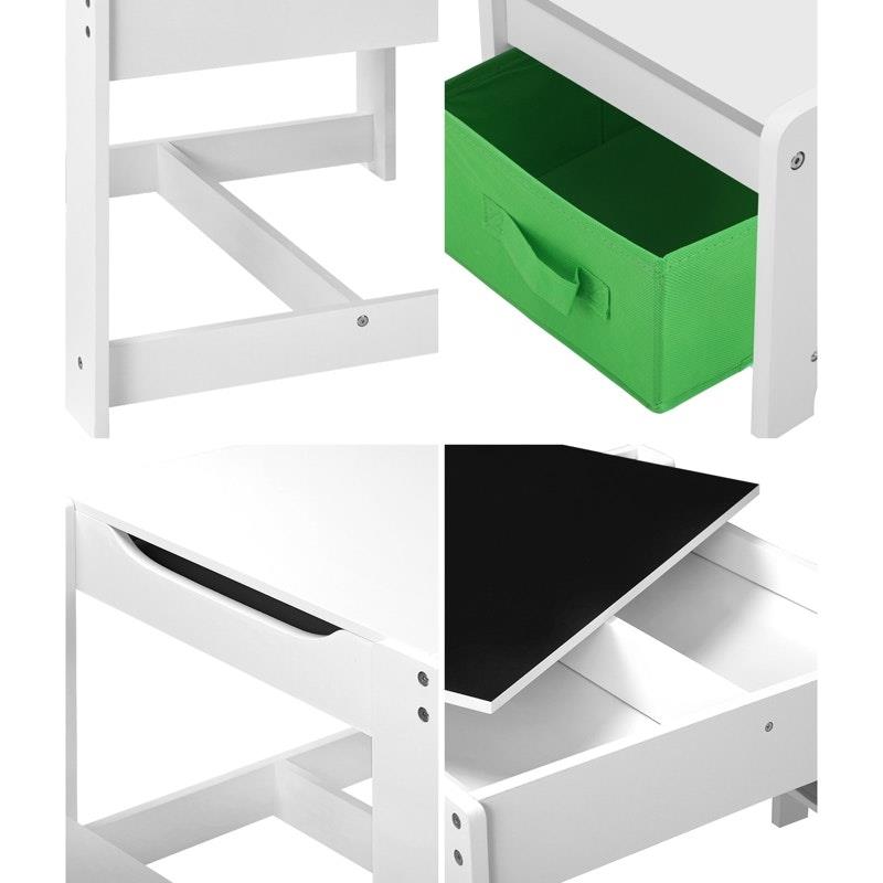 Load image into Gallery viewer, Oikiture Kids Table and Chair Set Storage Box Toys Wooden Play Activity Desk Green &amp; White
