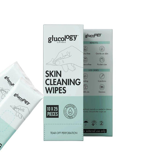 Glucology Alcohol Free Finger Cleaning Wipes 5 Packs of 20 Wipes