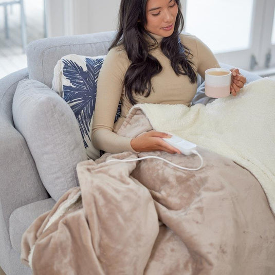 Homedics Heated Throw Blanket Cream
