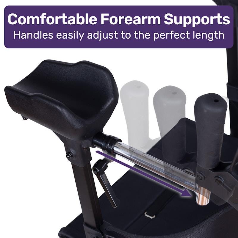 Load image into Gallery viewer, Equipmed Upright Rollator Walker With Forearm Rest Supports Grey
