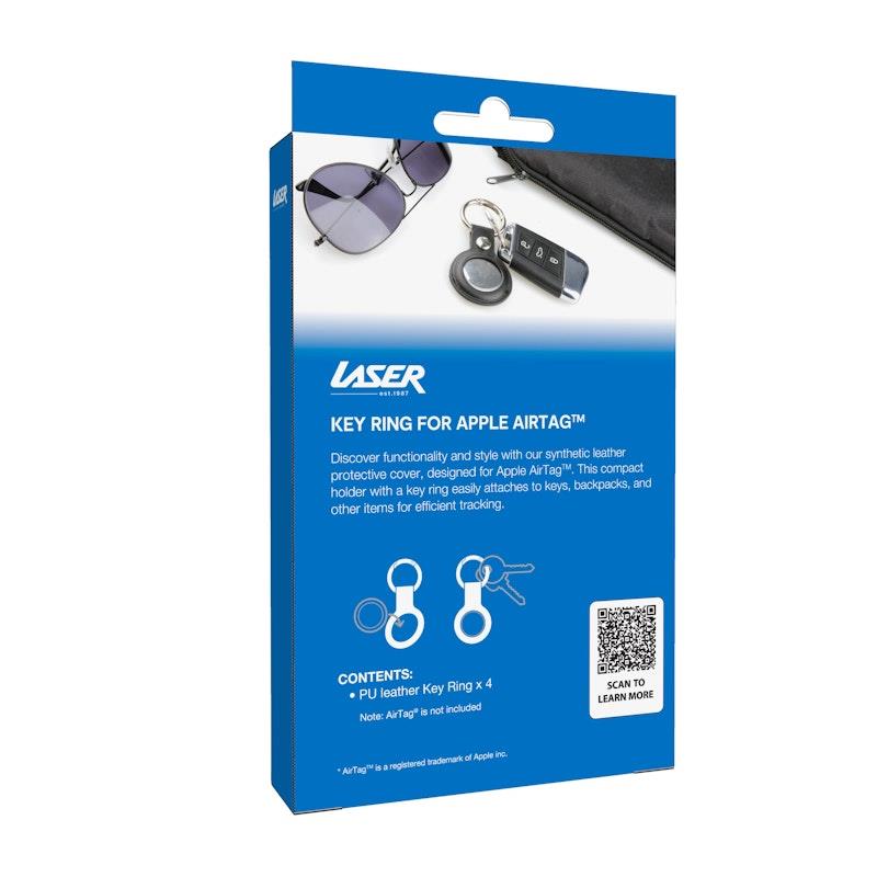 Load image into Gallery viewer, Laser Leather Key Ring for Apple AirTag Brown and Black 2 Pack
