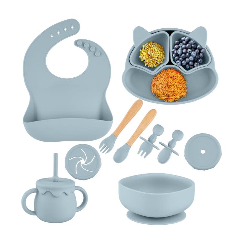 Load image into Gallery viewer, Zoe Sage Silicone Baby Feeding Set 11pc Bundle Rock Blue
