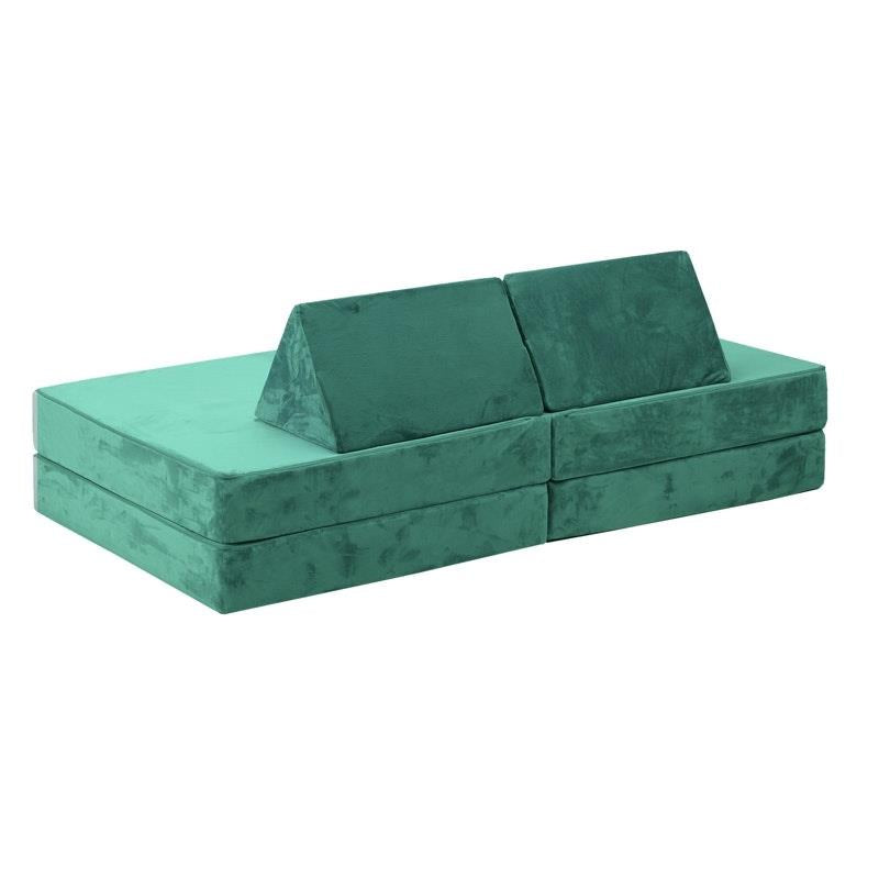 Load image into Gallery viewer, Oikiture 4 Pieces Kids Play Couch Modular Lounge Cushion Convertible Playset Green
