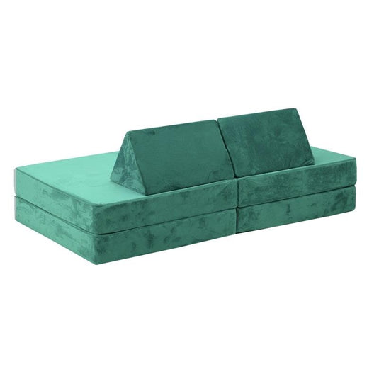 Oikiture 4 Pieces Kids Play Couch Modular Lounge Cushion Convertible Playset Green