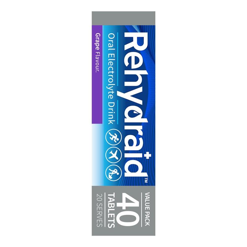 Load image into Gallery viewer, Rehydraid Electrolyte Effervescent Tablets Grape 6x40 Packs
