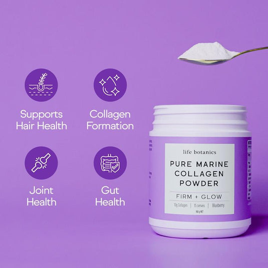 Life Botanics Pure Marine Collagen Powder Blueberry 160g x3 Pack