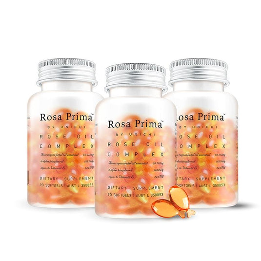 Unichi Rosa Prima Rose Oil Complex 90 Softgels 2Pack