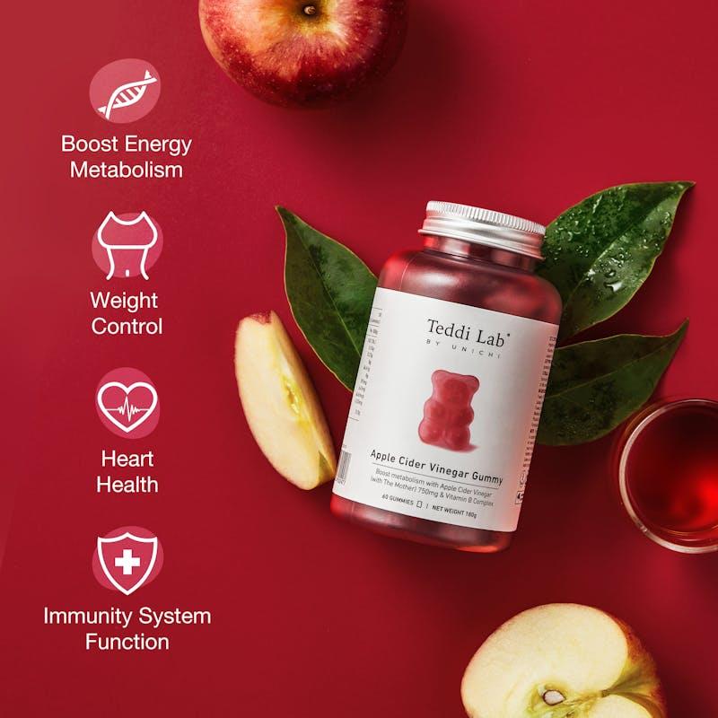 Load image into Gallery viewer, Teddi Lab by Unichi Apple Cider Vinegar Gummy 60s x3 - Detox &amp; Metabolism Pack
