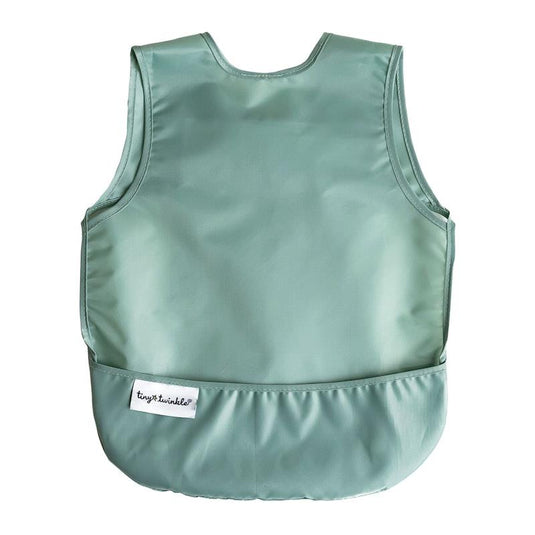 Tiny Twinkle Mess Proof Apron Bib 2 Pack - Sage, Charcoal Small