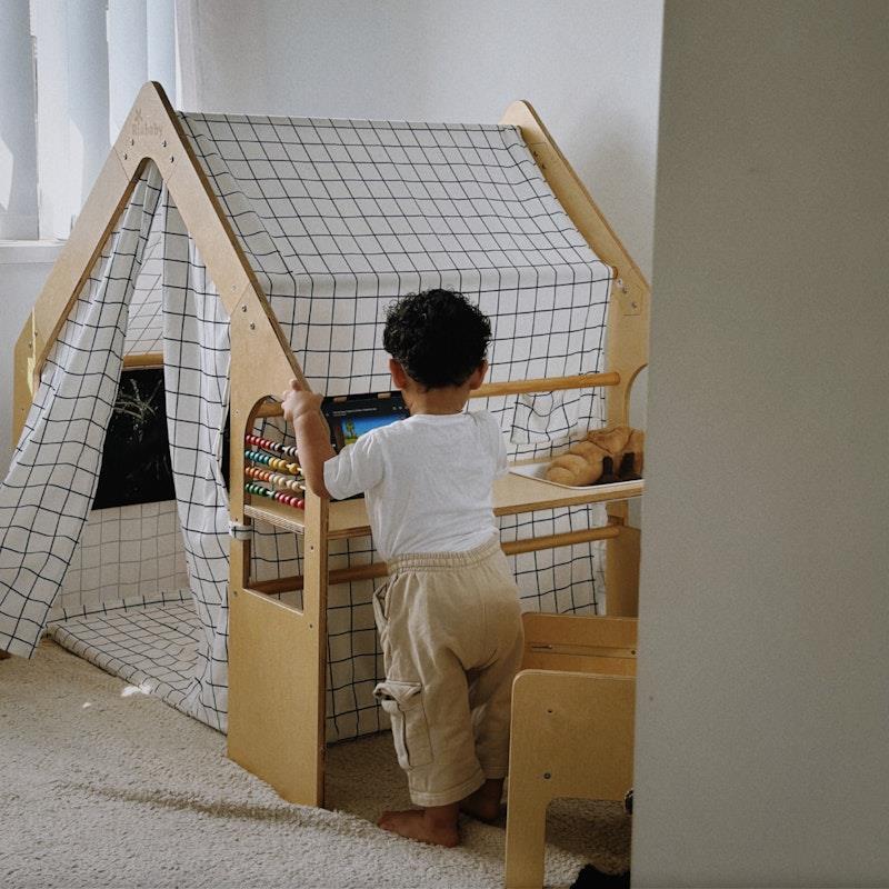 Load image into Gallery viewer, Riababy Wooden Cubby House Monochrome
