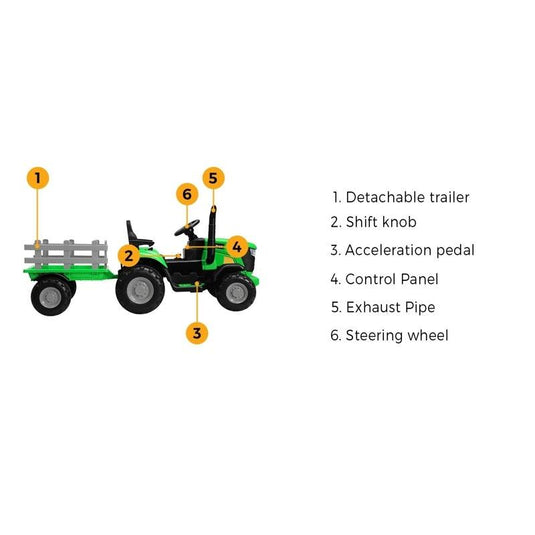 Mazam Kids Ride On Car Tractor 12V Remote Control Electric Battery Toy XL Green