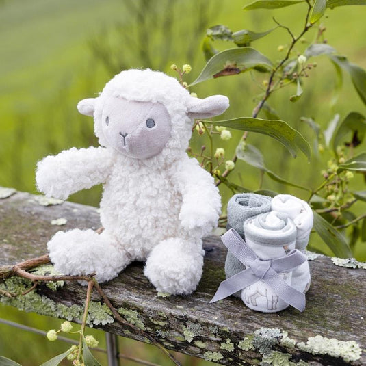 The Little Linen Company Plush Toy & Washers Farmyard Lamb