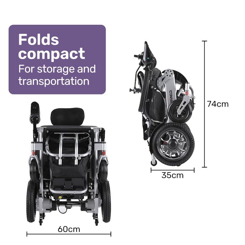 Load image into Gallery viewer, Equipmed Power Electric Wheelchair Long Range Black &amp; Silver
