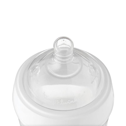 Tiny Twinkle - Silicone Baby Bottle - White 180ml
