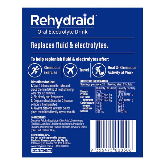 Rehydraid Electrolyte Effervescent Tablets Grape 6x40 Packs