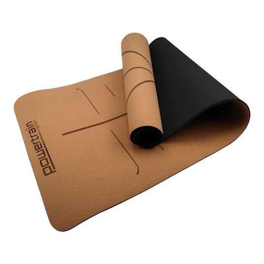 Powertrain Cork Yoga Mat with Carry Straps Home Gym Pilates Body Line