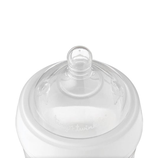 Tiny Twinkle - Silicone Baby Bottle - White 240ml