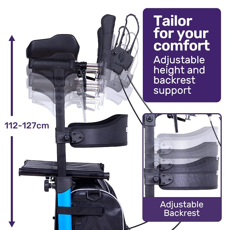 Load image into Gallery viewer, Equipmed Upright Rollator Walker With Forearm Support Rests Blue
