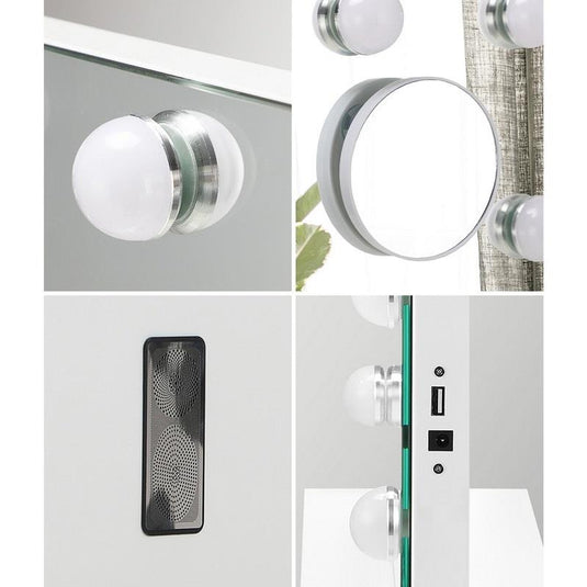 Oikiture Bluetooth Hollywood Makeup Mirror 18 LED Light Vanity Mirrors White