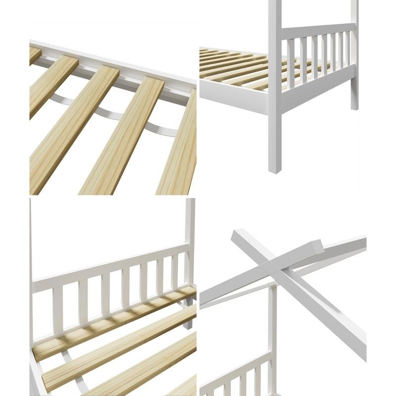 Load image into Gallery viewer, Oikiture Bed Frame Wooden Base Kids Single Timber House Beds White 1unit
