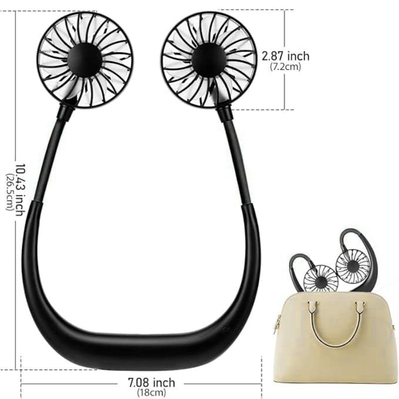 Load image into Gallery viewer, Living Today Sports Rechargeable Neck Fan Portable 3 Speeds USB Charging Black
