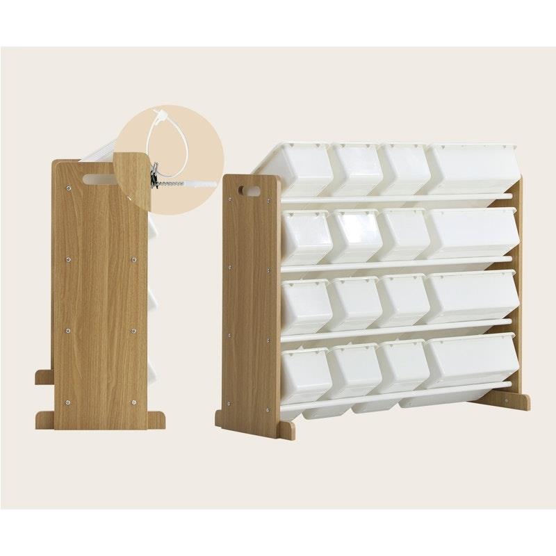 Load image into Gallery viewer, Oikiture Kids Toy Box Organiser 16 Bins Display Shelf Storage Rack Drawer White &amp; Wooden
