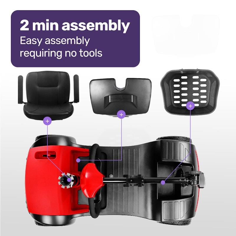 Load image into Gallery viewer, Equipmed Freeroam+ Mid-Sized Foldable Electric Lithium Mobility Scooter Red
