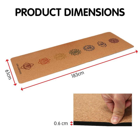 Powertrain Cork Yoga Mat with Carry Straps Home Gym Pilates Chakras