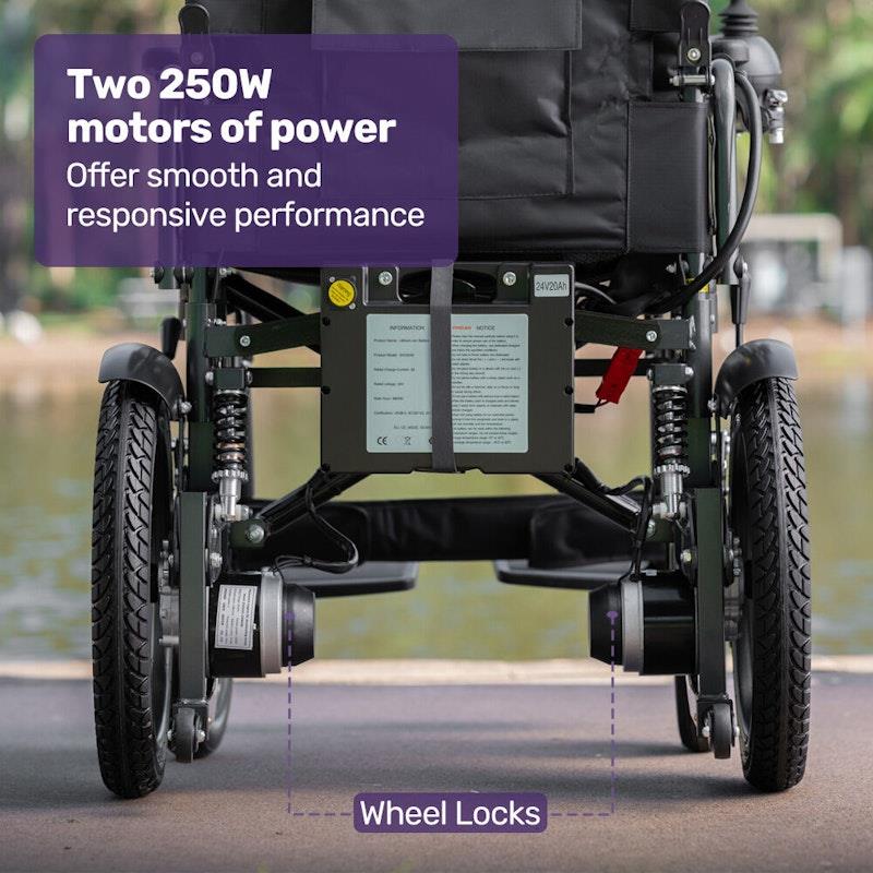 Load image into Gallery viewer, Equipmed Electric Folding Wheelchair Longrange For S-XL Grey &amp; Black
