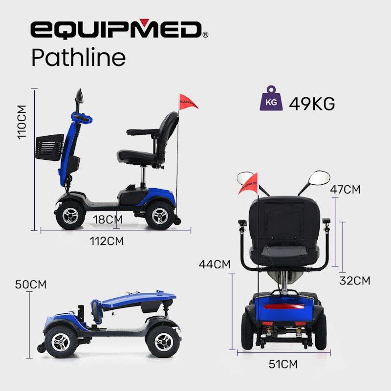 Load image into Gallery viewer, Equipmed Electric Mobility Scooter For Elderly Pathline (Blue)
