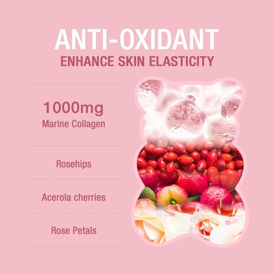 Teddi Lab by Unichi Rose Collagen Gummy 60s x3 Anti-Aging & Skin elasticity Pack