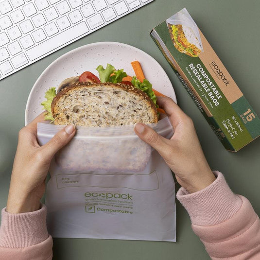 Ecopack Compostable Resealable Snack & Sandwich Bags Bundle 4 Boxes/70 Bags