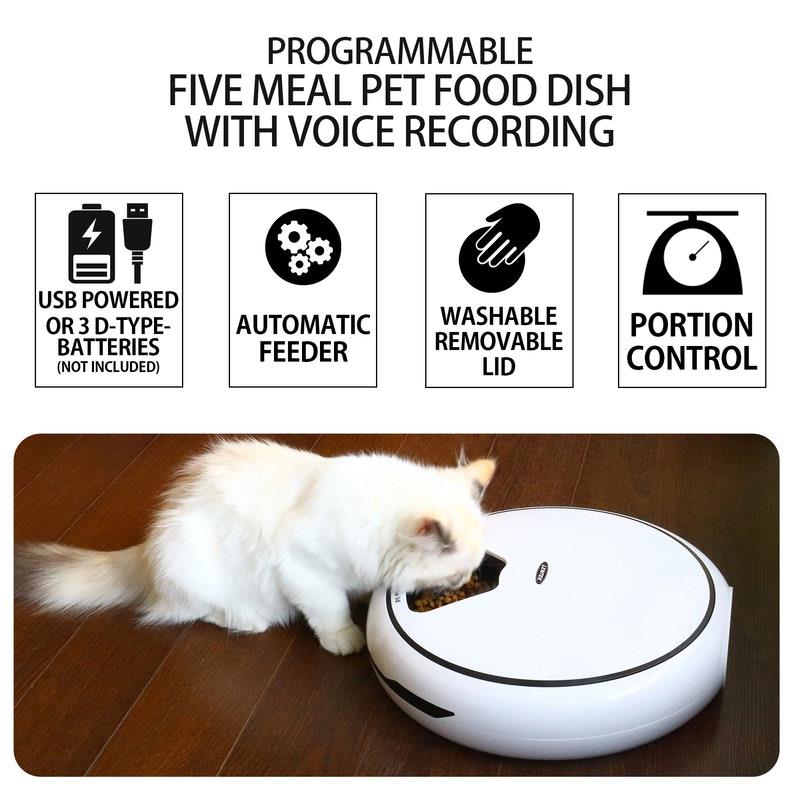 Load image into Gallery viewer, Lentek 5 Meal Automatic Pet Feeder with Voice Message White

