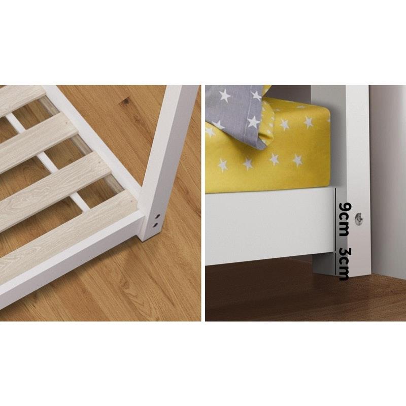 Load image into Gallery viewer, Oikiture Bed Frame Single Wooden Timber House Style Platform White 1unit
