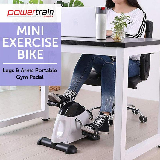 Powertrain Mini Exercise Bike Pedal Exerciser for Arms and Legs White
