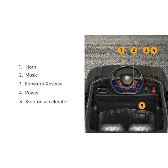 Mazam Ride On Car Electric Vehicle Toy Remote Car MP3 LED light 12V Black