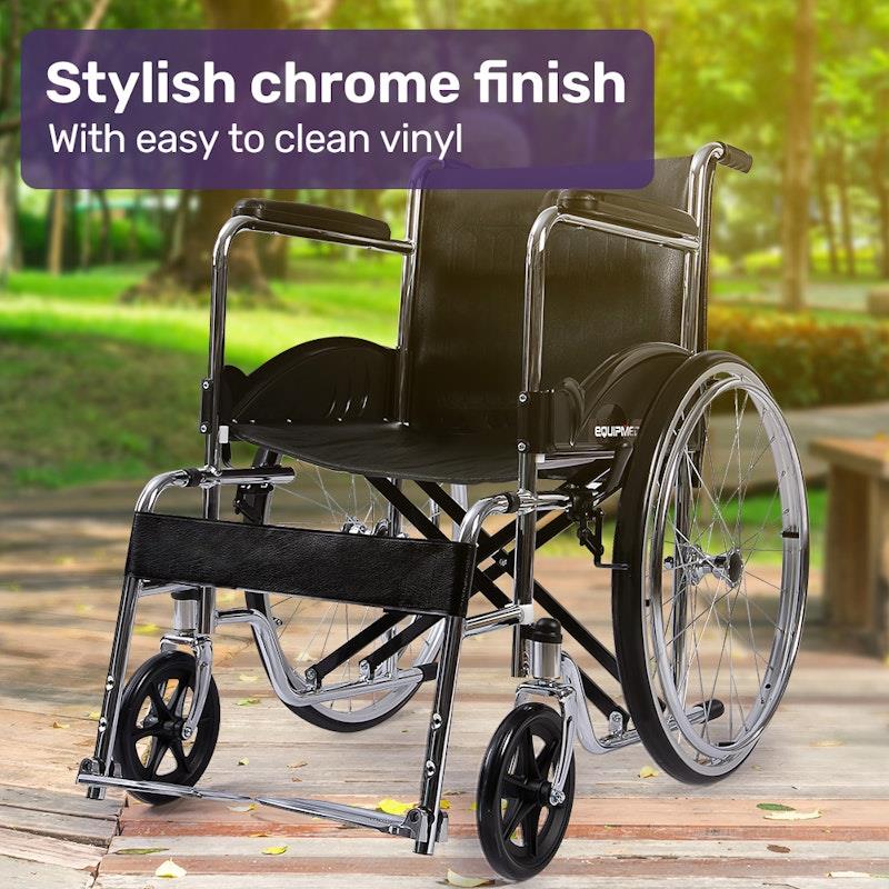 Load image into Gallery viewer, Equipmed Folding Manual Wheelchair Self Propelled Black
