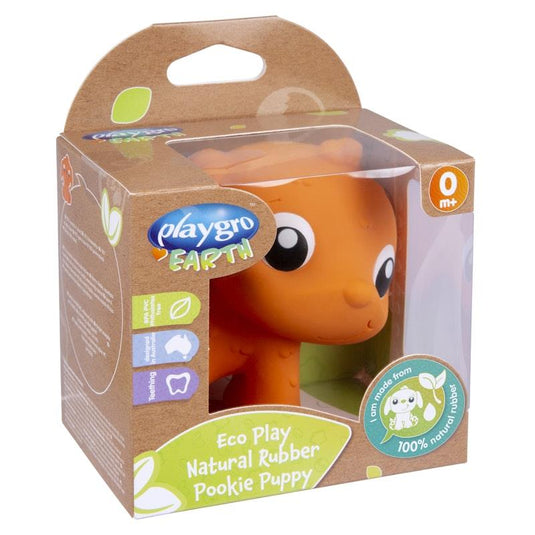 Playgro Eco Play Natural Rubber Pooky Puppy Orange