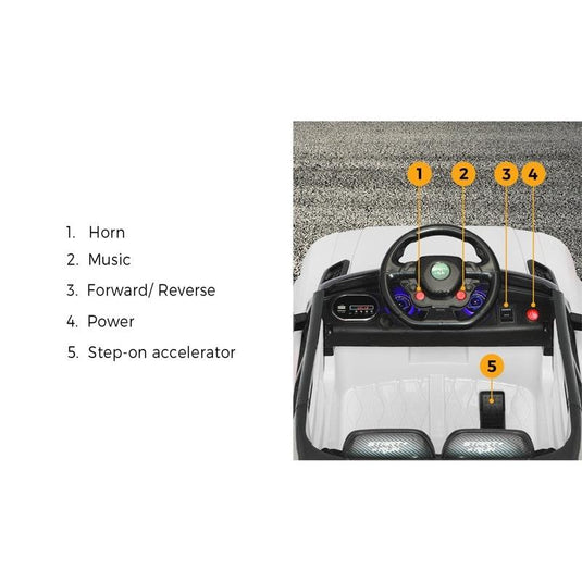 Mazam Kids Ride On Car 12V Electric Remote Vehicle Toy Car White
