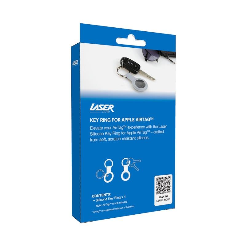 Load image into Gallery viewer, Laser Silicone AirTag Key Ring - Black, White, Blue, Grey 4 Pack

