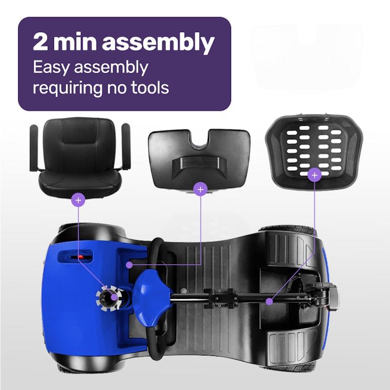 Load image into Gallery viewer, Equipmed Freeroam+ Mid-Sized Foldable Electric Lithium Mobility Scooter Blue
