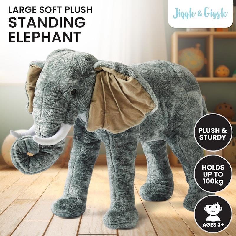 Load image into Gallery viewer, Jiggle &amp; Giggle Large Standing Soft Plush Toy Elephant
