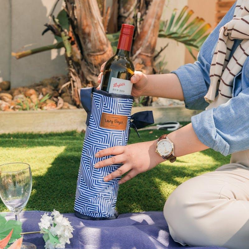 Load image into Gallery viewer, Lazy Dayz Insulated Wine Bottle Tote - Makena One Size
