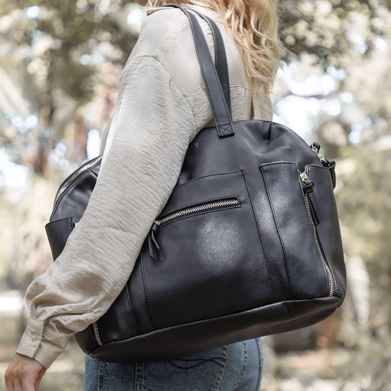 Load image into Gallery viewer, Hannah &amp; Henry Chelsea Convertible Nappy Bag Black
