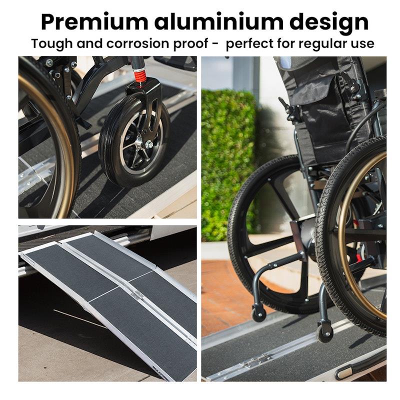 Load image into Gallery viewer, Equipmed 123cm Portable Folding Aluminium Access Ramp Black
