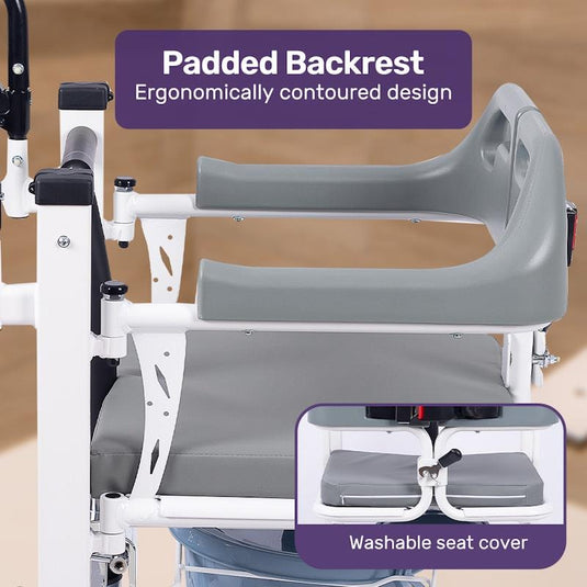 Equipmed 4 In 1 Patient Lift Transfer Chair White